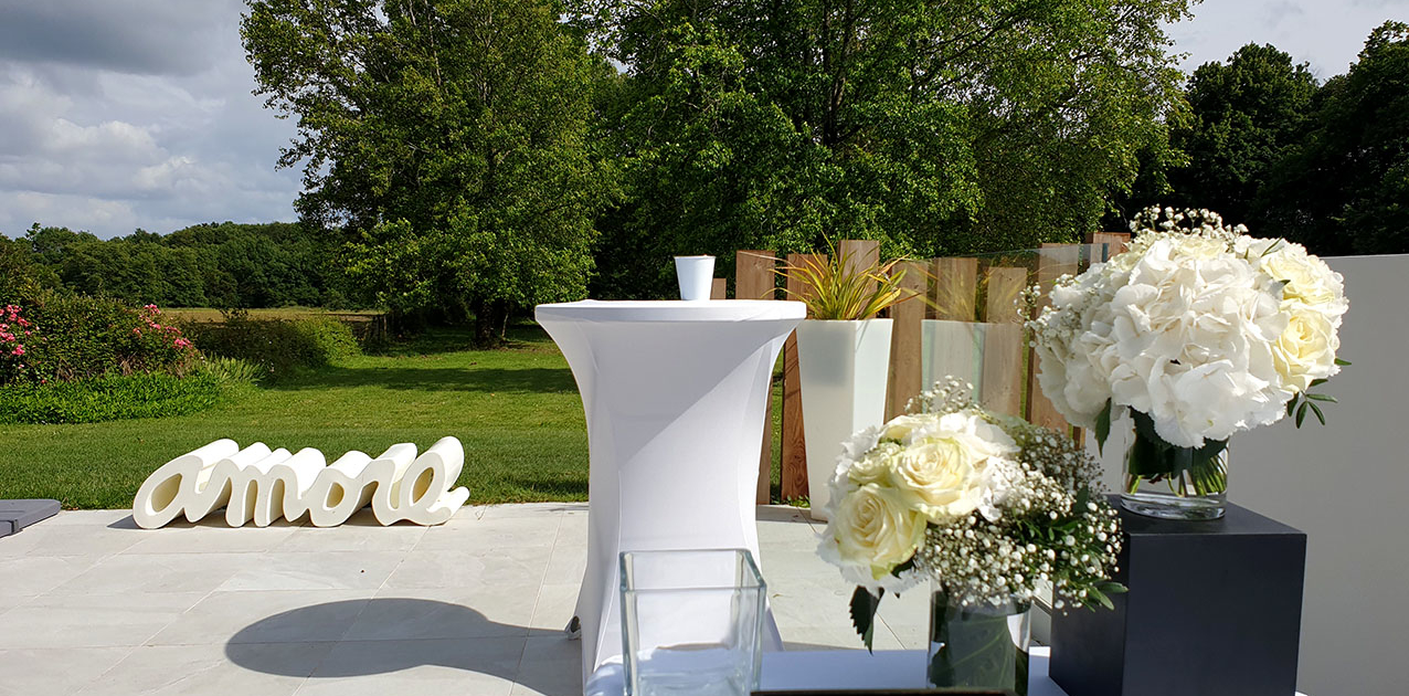 Terrasse au Bord de la Piscine au Château de la Rairie près de Nantes